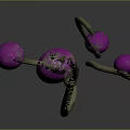 Cartoon Scene Featuring Curved Stem Plants With Pink Spherical Flowers On Grey Background
