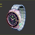 Elegant Silver Watch With Blue Dial Round Case And Metal Bracelet Design