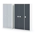 Modern White And Dark Grey Wardrobe With Multiple Doors And Simple Square Handles 3d model