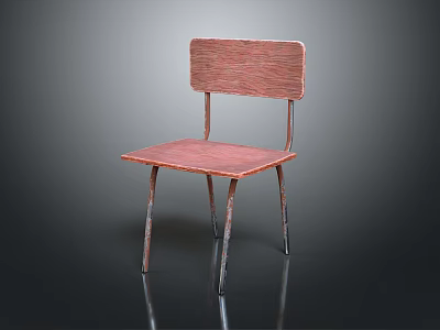 Modern Wooden Chair With Metal Legs And Simple Stylish Design 3d model