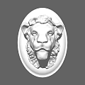 Decorative White Lion Head Animal Wall Decor With Circular Base Sculpture