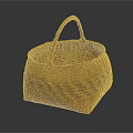 Brown Handwoven Basket With Handle And Woven Texture For Home Storage