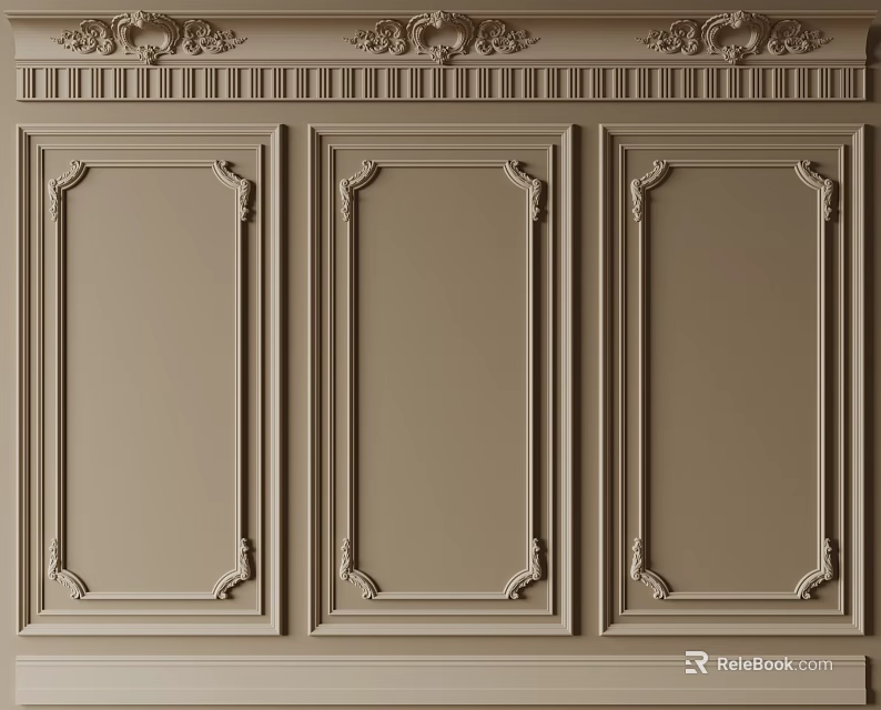 Elegant Gypsum Molding Decorative Wall Panel With Ornate Carved Design 3d model 