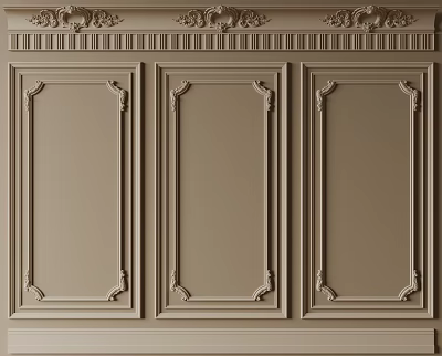 Elegant Gypsum Molding Decorative Wall Panel With Ornate Carved Design 3d model