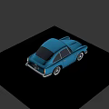 Blue Vintage Sports Car With Classic Body Design And Chrome Wheels