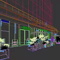 Modern Storefront Design Featuring Glass Doors Awning Green Plants Planter Boxes And Signboard