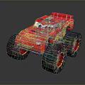 Red Cartoon Toy Truck With Big Eyes Flame Patterns And Large Tires