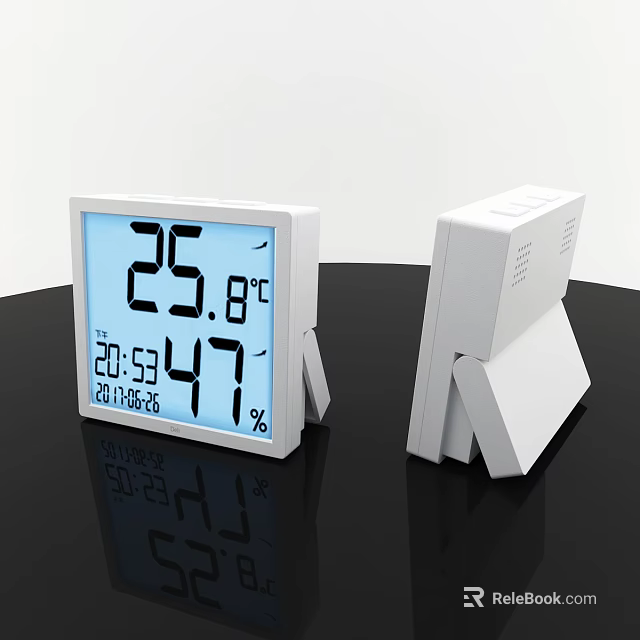 Digital Medical Temperature Humidity Monitor with Time and Date 3d model 