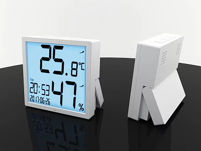 Digital Medical Temperature Humidity Monitor with Time and Date 3d model