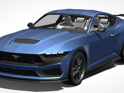 Blue Mustang Two Door Sports Car With Black Wheels And Sleek Front Grille Design 3d model