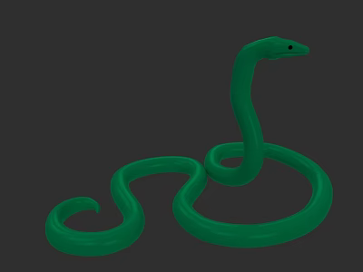 Realistic Reptile Green Snake Coiled On Dark Background With Smooth Scales 3d model