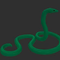 Realistic Reptile Green Snake Coiled On Dark Background With Smooth Scales