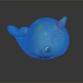 Cute Blue Whale Game Movie Character With Colorful Polka Dots And Star Decorated Unicorn Horn