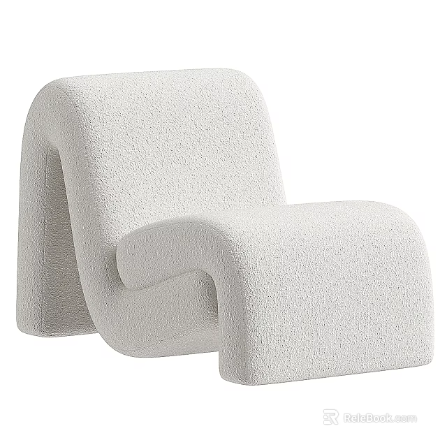 Modern White Minimalist Leisure Chair With Plush Upholstery And Curved Ergonomic Design 3d model 