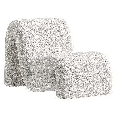 Modern White Minimalist Leisure Chair With Plush Upholstery And Curved Ergonomic Design 3d model