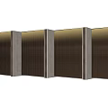 Modern Feature Wall Design With Stone Frame And Dark Slatted Panels 3d model