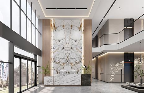 Modern Hall Corporate Lobby 3d model