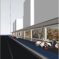 Eco friendly Parking Lot With Colorful Mural Art And Parked Scooters Under Canopy
