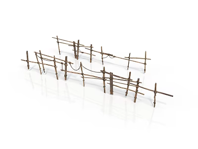 Wooden Fence Scene Components For Miniature Model Decoration And Craft Projects 3d model