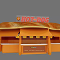 Hot Dog Stand With Hot Dog Bun Shape Orange Awning And Neon Lights