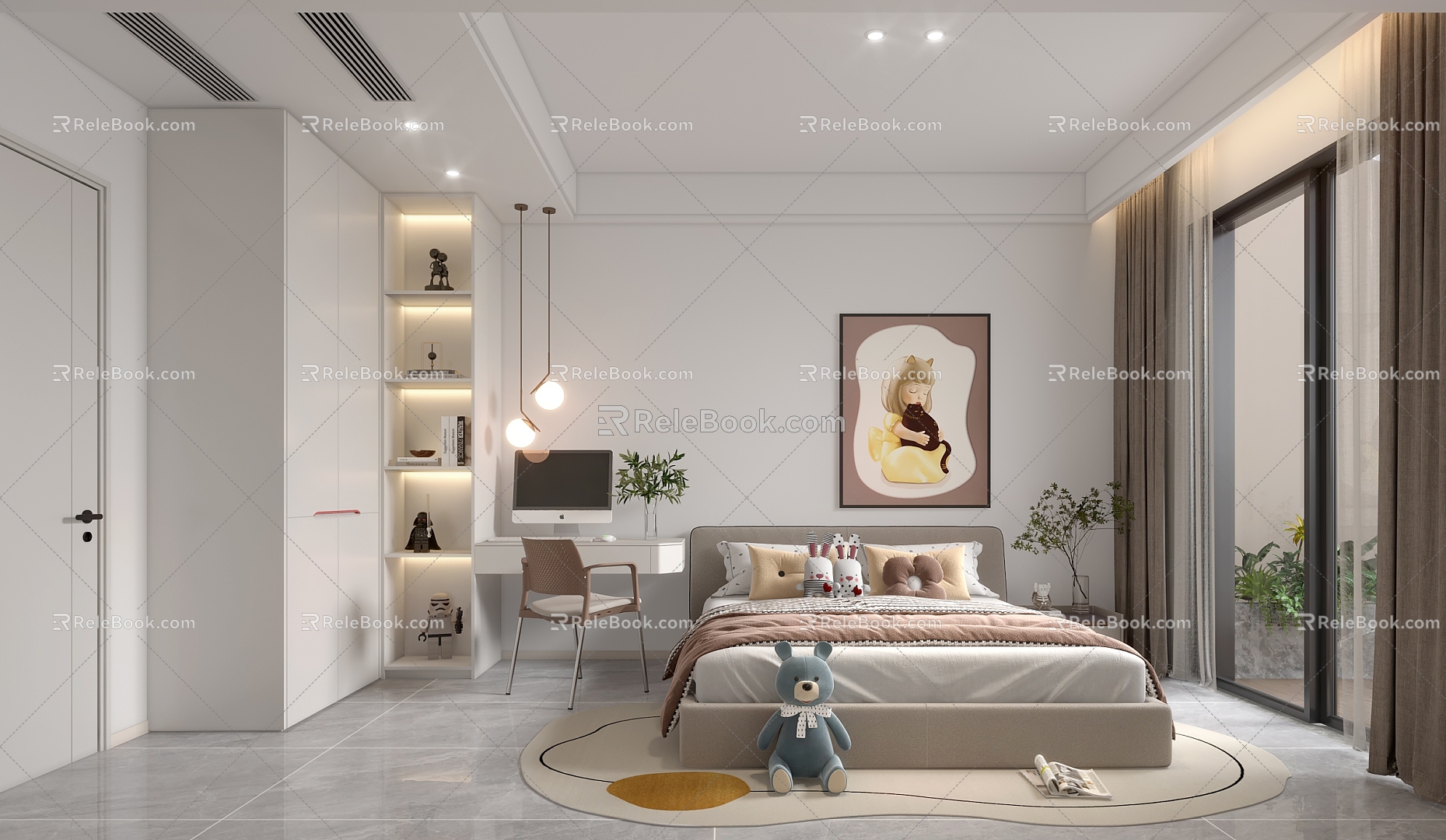 Modern Children's Room Daughter Room Bedroom 3d model