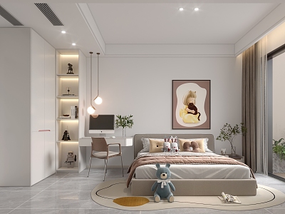 Modern Children's Room Daughter Room Bedroom 3d model