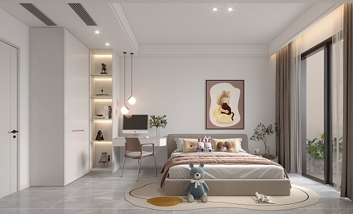 Modern Children's Room Daughter Room Bedroom 3d model