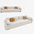 Modern White Sectional Sofa With Brown Beige And Geometric Pattern Pillows 3d model