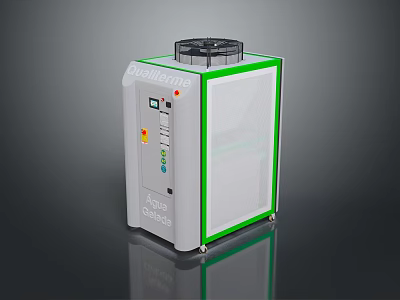 Qualline Computer Server Unit With Cooling Fan Control Panel And Green Frame 3d model