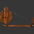 Traditional Handcrafted Wooden Equipment With Large Wheel Metal Wires And Support Stand