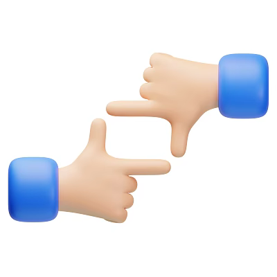 Stylish Decorative Ornament Set Displayed with Cartoon Hands Blue Cuffs and Pointing Gestures 3d model