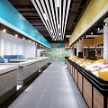 Supermarket Fresh Fruits and Vegetables on Organized Shelves in Well lit Interior