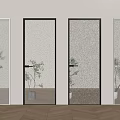 Modern Interior Swing Doors With Various Glass Designs And Black White Frames 3d model