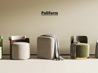 French Retro Stool Round Stool Sofa Stool 3d model
