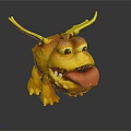 Cute Yellow Dragon Figurine With Red Body Big Eyes And Sticking Tongue