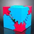 Colorful Interlocking Puzzle Cube Toy With Blue Red Pieces For Kids Play