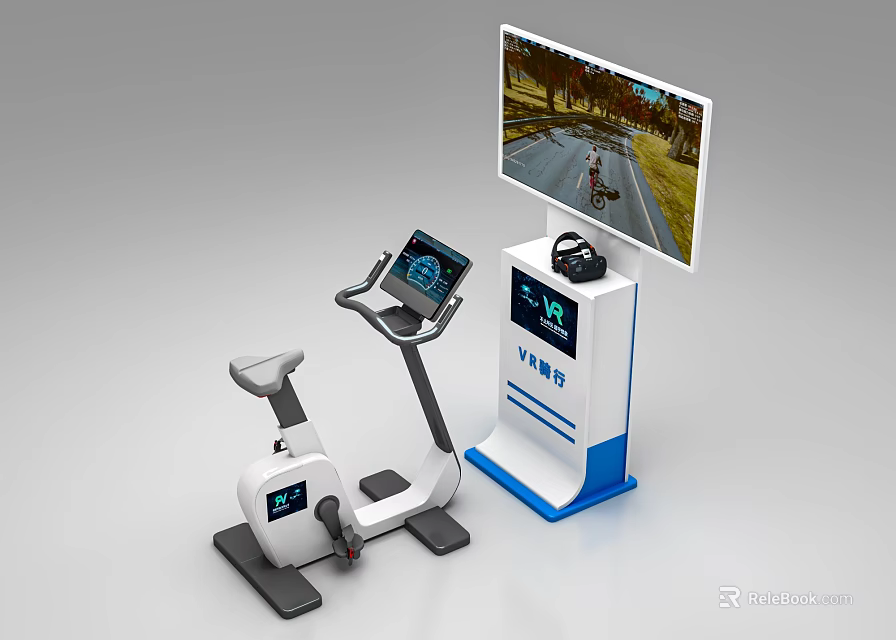 Entertainment Electronics Exercise Bike Featuring Large Screen Virtual Cycling Scenes 3d model