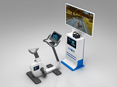 Entertainment Electronics Exercise Bike Featuring Large Screen Virtual Cycling Scenes 3d model