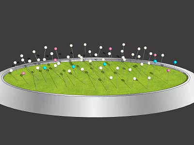 Outdoor Decorative Lights with Colorful Balls on Circular Grass Lawn 3d model