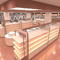 Boutique Store With Arched Doorways White Cloth Covered Furniture Brown Tiled Floor And Recessed Lights