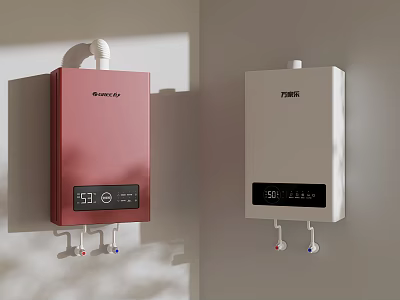 Wall Mounted Daily Electrical Appliances Pink And White Water Heaters With Digital Temperature 3d model