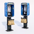 Two Blue Vintage Public Phone Booths In Mobile Digital Communication Scene