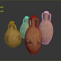 Four Terracotta Vase Sculptures With Ancient Decorative Carvings Of Detailed Figures