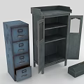 Blue Furniture Set Including Drawer Cabinet Open Door Cabinet And Small Box