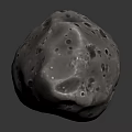 Grayish White Celestial Rock With Pitted Surface On Dark Reflective Background 3d model