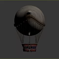 Classic Vintage Airship With Large Fabric Balloon Red Gondola And Ropes