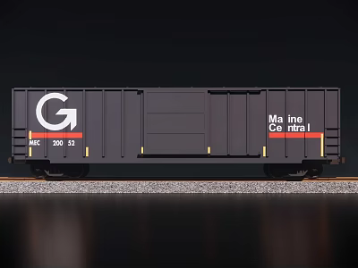 Black Cargo Box Truck With G Logo And Maine Central Number 206 123 3d model