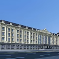 Classical European Residential Building With Yellow Exterior Black Roof Multiple Windows And Tower