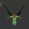 Man in Batman Costume with Large Wings Standing on Gray Background