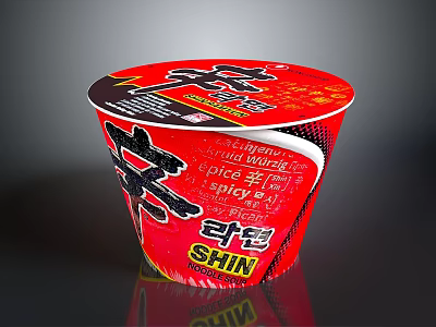 Spicy SHIN Cup Noodles With Red Packaging And Dragon Design 3d model